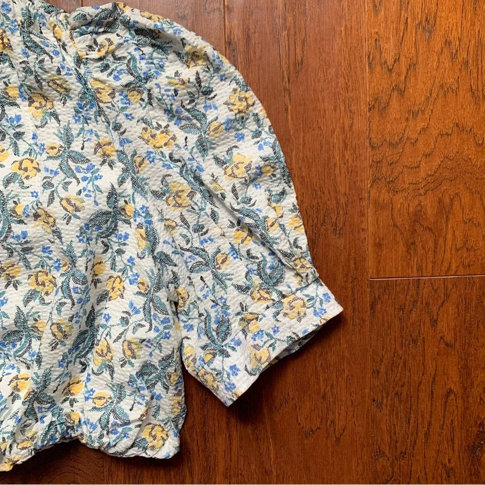 En Saison Floral Print One Shoulder Crop Top | Size L - Picture 7 of 9